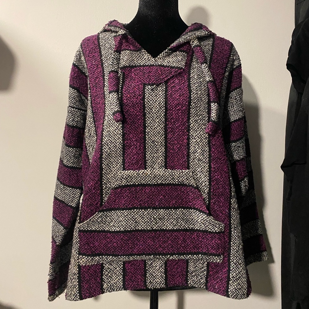 Authentic Handwoven Guatemalan Purple and Grey Sweater